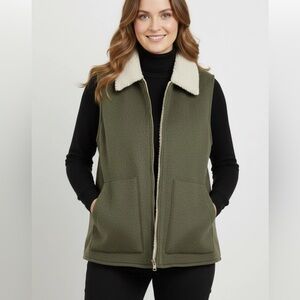 New Sanctuary Women's Mixed Media Vest Green (Olive) XL